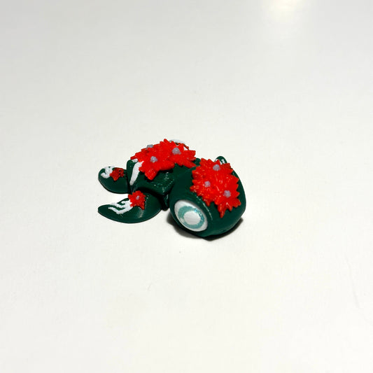 Mini Poinsettia Turtle - 3D Printed Articulating Figure