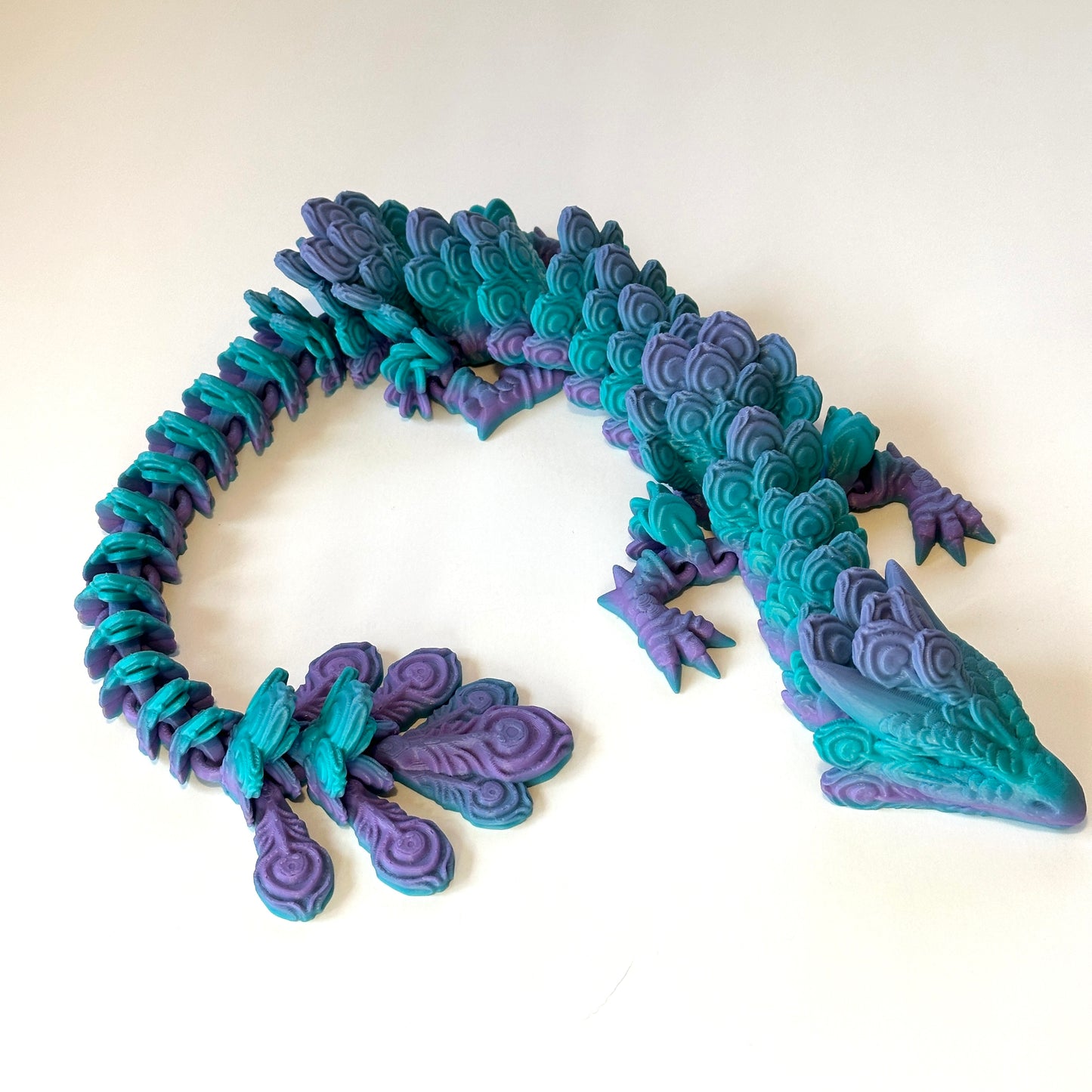 Large Peacock Dragon - 3D Printed Articulating Figure
