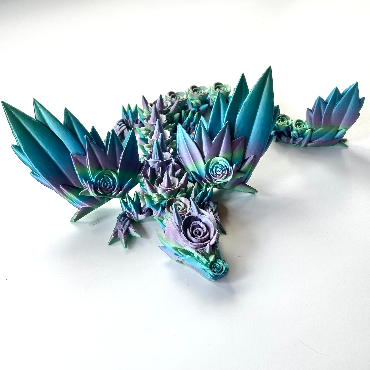 Large Rose Wing Dragon - 3D Printed Articulating Figure by