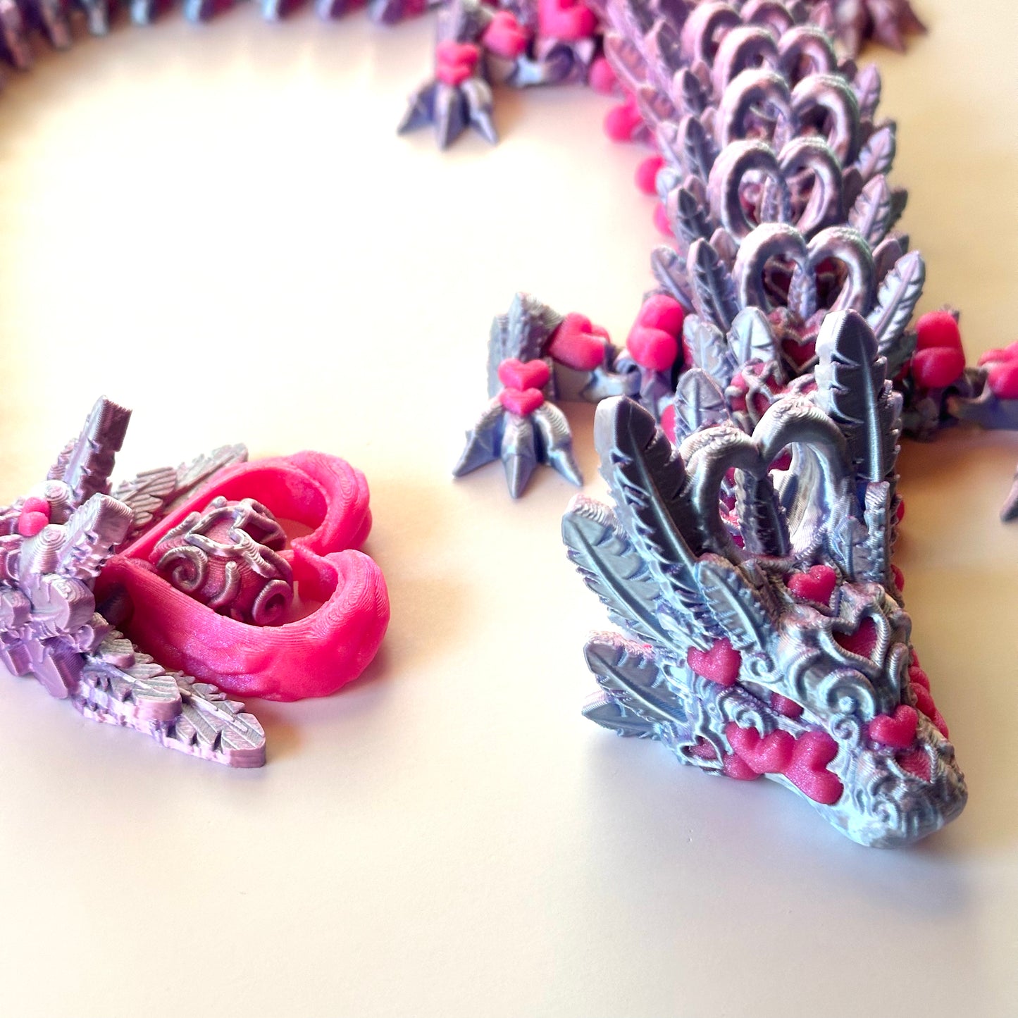 Large Light Heart Dragon - 3D Printed Articulating Figurine