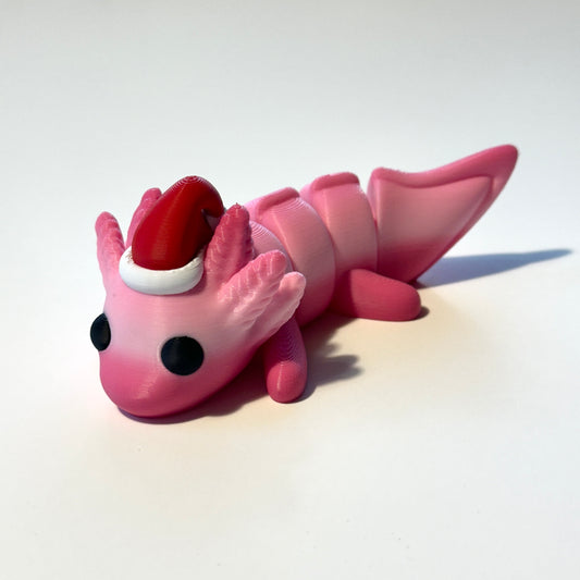 Christmas Baby Axolotl - 3D Printed  Articulating Figurine