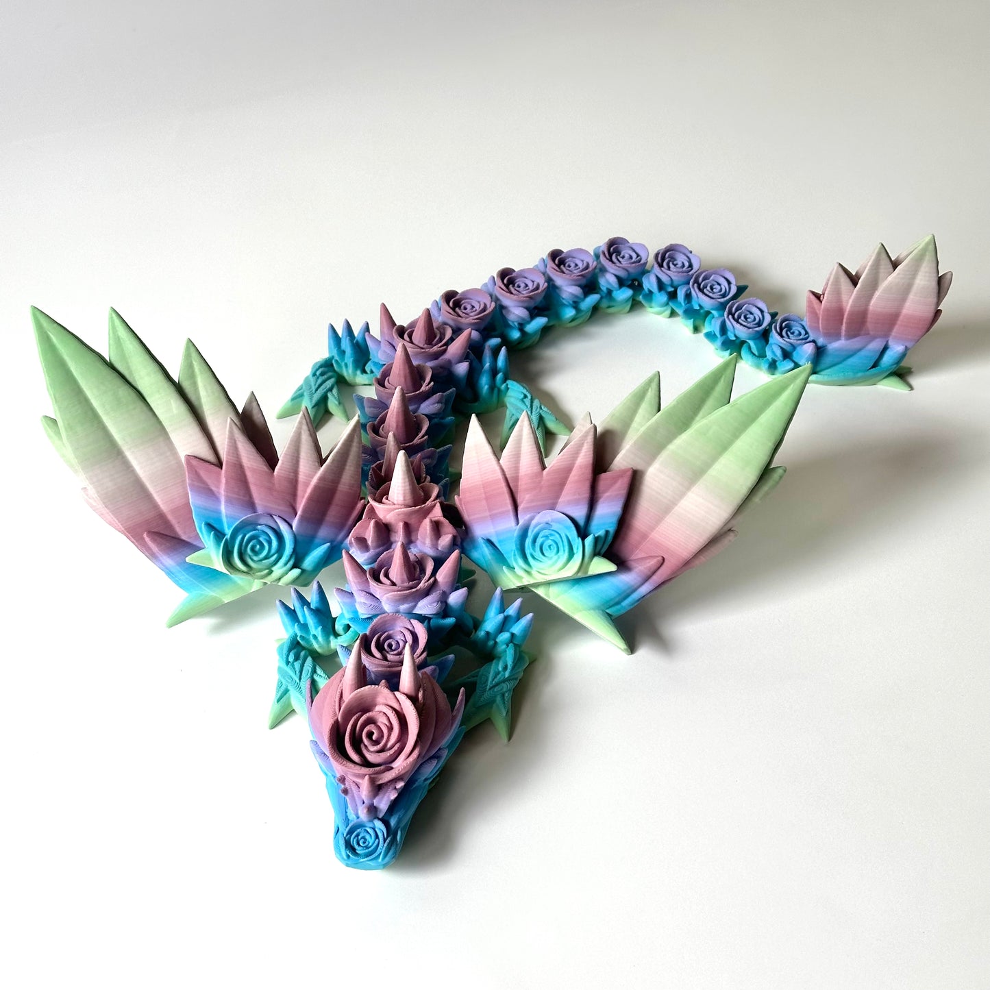 Large Rose Wing Dragon - 3D Printed Articulating Figure by