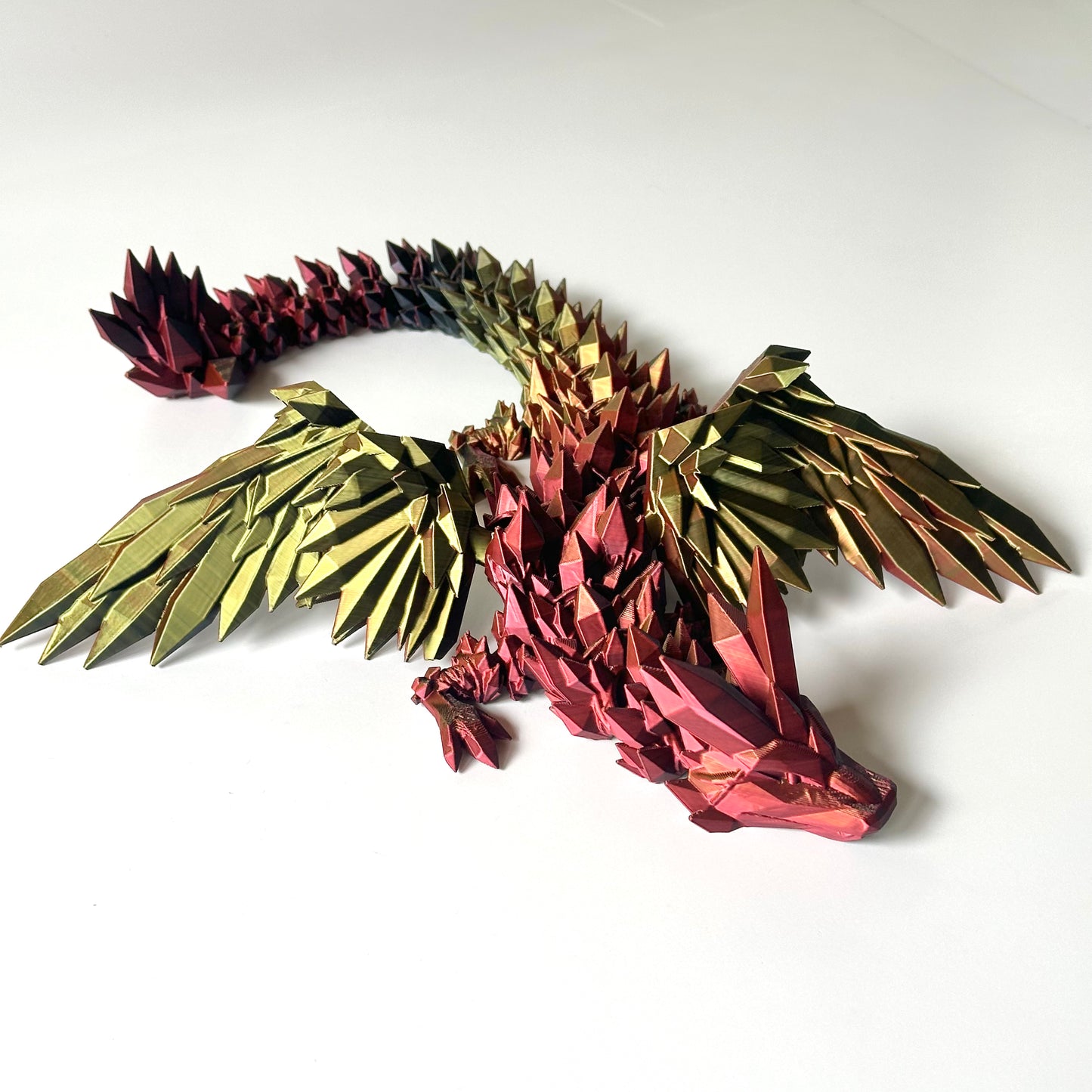 Large Crystal Wing Dragon - 3D Printed Articulating Figure