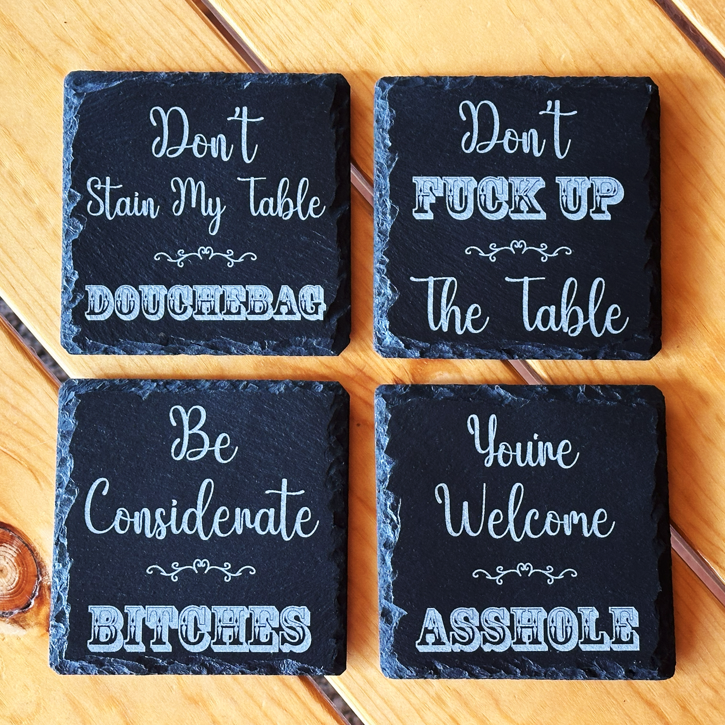 Cuss Word Coasters - Laser Engraved