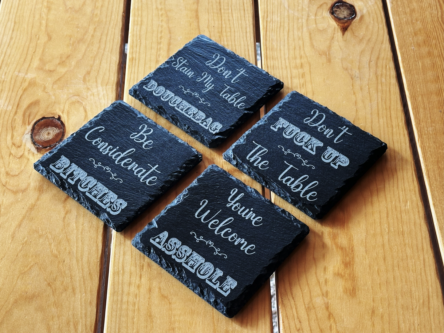 Cuss Word Coasters - Laser Engraved